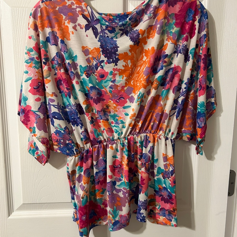 Floral V-Neck Wrap Top - Picture 3 of 6